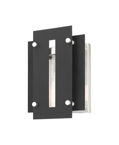 Livex Utrecht 1 Light Outdoor Wall Lantern In Black With Brushed
