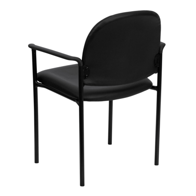 Shop Flash Furniture Comfort Black Vinyl Stackable Steel Side Reception Chair With Arms