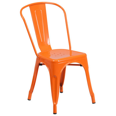 Shop Flash Furniture Orange Metal Indoor-outdoor Stackable Chair