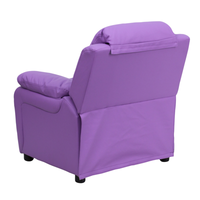 Shop Flash Furniture Deluxe Padded Contemporary Lavender Vinyl Kids Recliner With Storage Arms In Purple