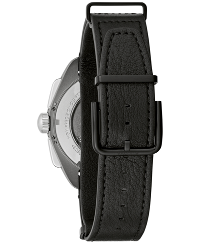 Shop Bulova Men's Chronograph Lunar Pilot Meteorite Black Leather Strap Watch 44mm