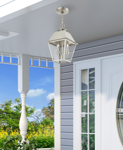 Livex Wentworth 2 Light Outdoor Medium Pendant Lantern In Brushed Nickel