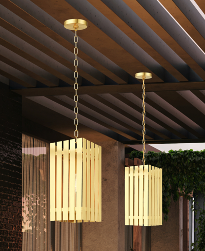 Livex Greenwick 1 Light Outdoor Pendant Lantern In Satin Brass
