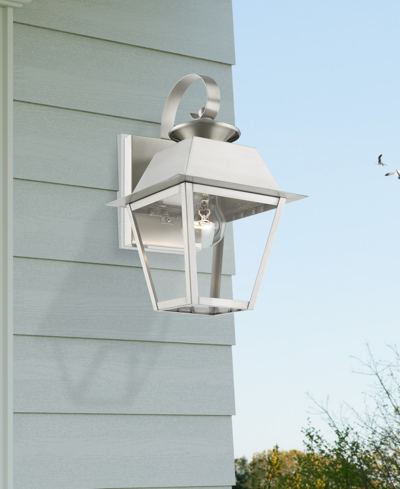 Shop Livex Wentworth 1 Light Outdoor Small Wall Lantern In Brushed Nickel