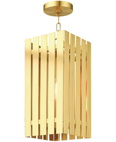Livex Greenwick 1 Light Outdoor Pendant Lantern In Satin Brass