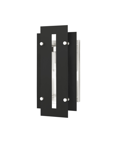 Livex Utrecht 1 Light Outdoor Wall Lantern In Black With Brushed