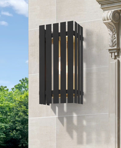 Shop Livex Greenwick 1 Light Outdoor Wall Lantern In Black With Satin Brass