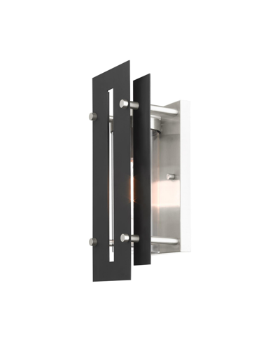 Livex Utrecht 1 Light Outdoor Wall Lantern In Black With Brushed