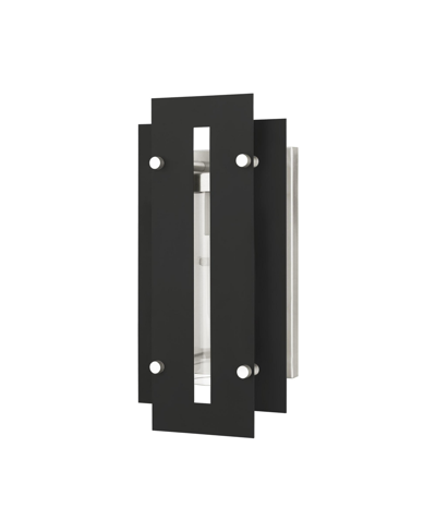 Livex Utrecht 1 Light Outdoor Wall Lantern In Black With Brushed