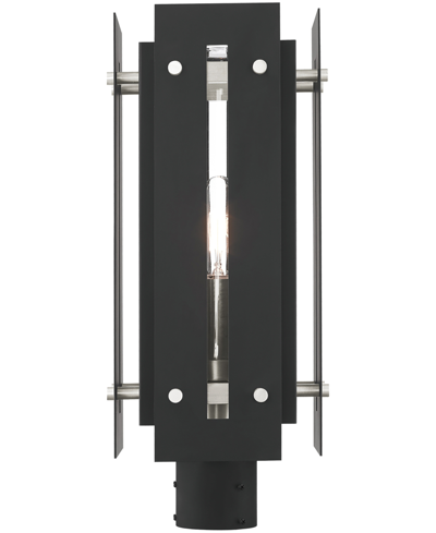 Livex Utrecht 1 Light Outdoor Post Top Lantern In Black With Brushed