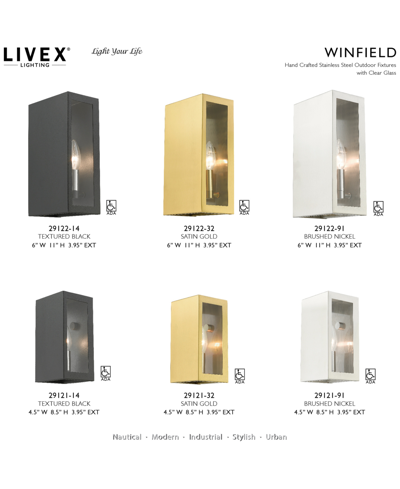 Livex Winfield 1 Light Outdoor Ada Small Sconce In Brushed Nickel