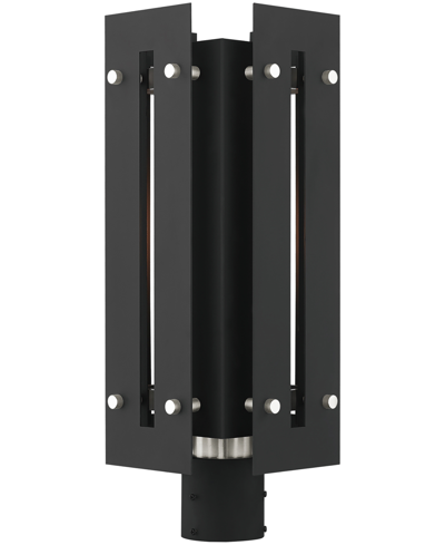 Livex Utrecht 1 Light Outdoor Post Top Lantern In Black With Brushed