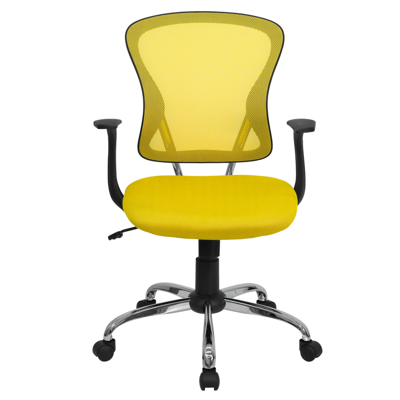 Shop Flash Furniture Mid-back Yellow Mesh Swivel Task Chair With Chrome Base And Arms