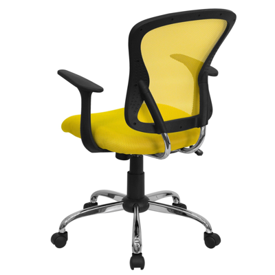 Shop Flash Furniture Mid-back Yellow Mesh Swivel Task Chair With Chrome Base And Arms