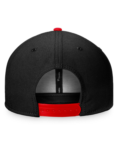 Fanatics Men's  Black, Red Chicago Blackhawks Fundamental Colorblocked Snapback Hat In Black,red
