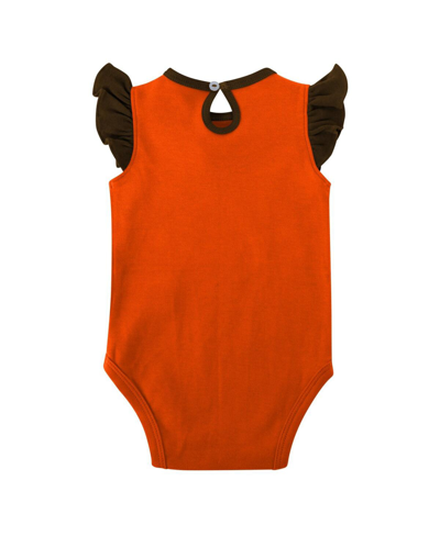 Shop Outerstuff Baby Girls Brown, Orange Cleveland Browns Spread The Love 2-pack Bodysuit Set In Brown,orange