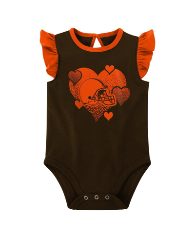 Shop Outerstuff Baby Girls Brown, Orange Cleveland Browns Spread The Love 2-pack Bodysuit Set In Brown,orange