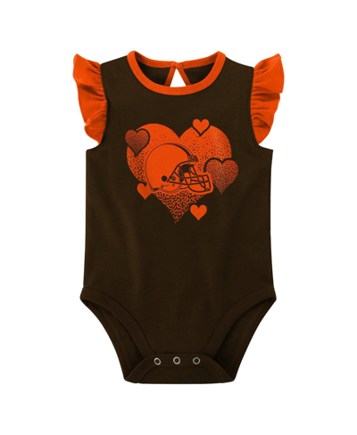 Outerstuff Girls Newborn & Infant Brown/orange Cleveland Browns Spread The Love 2-pack Bodysuit Set In Brown,orange