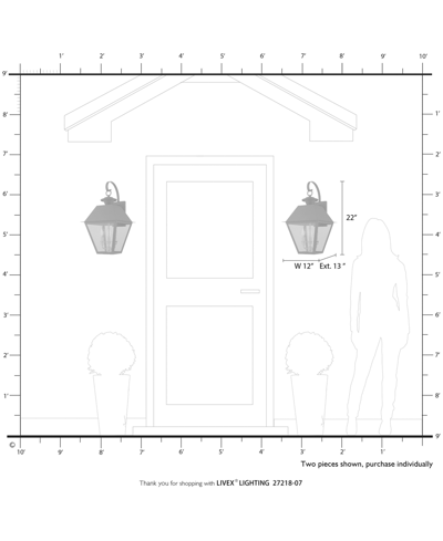 Livex Wentworth 3 Light Outdoor Large Wall Lantern In Bronze With Antique Brass