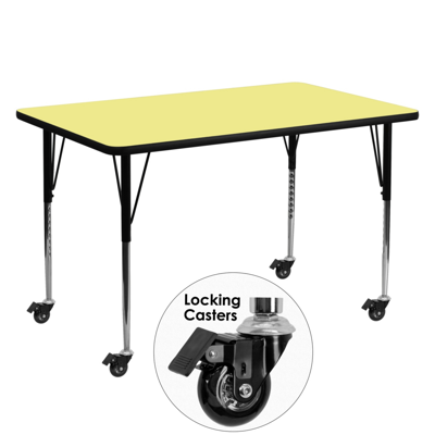 Shop Flash Furniture Mobile 30''w X 60''l Rectangular Yellow Thermal Laminate Activity Table