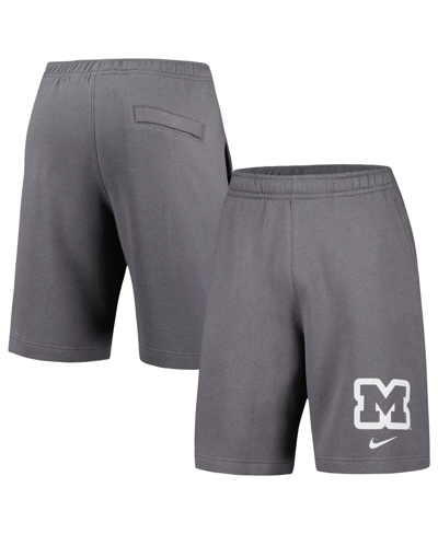 Shop Nike Men's  Gray Michigan Wolverines Fleece Shorts