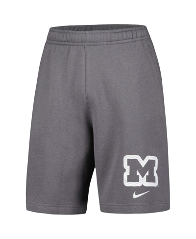 Shop Nike Men's  Gray Michigan Wolverines Fleece Shorts