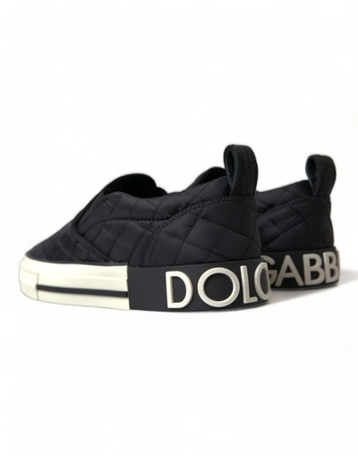 Shop Dolce & Gabbana Black Quilted Slip On Low Top Sneakers Women's Shoes In Black And White