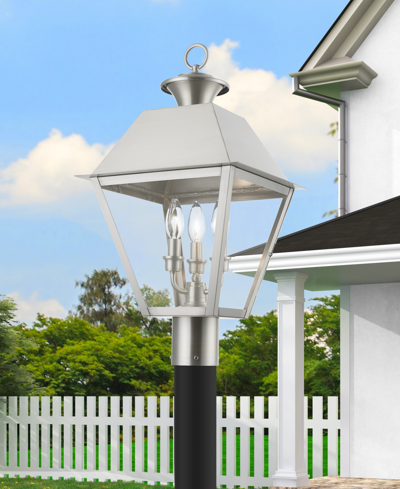 Livex Wentworth 3 Light Outdoor Large Post Top Lantern In Brushed Nickel