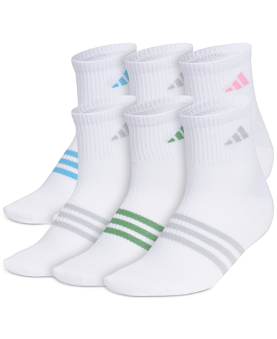 Adidas Originals Adidas 6-pack Superlite Quarter Performance Socks In Grey,yellow,blue Dawn