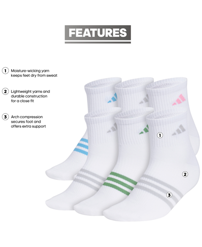 Adidas Originals Adidas 6-pack Superlite Quarter Performance Socks In Grey,yellow,blue Dawn