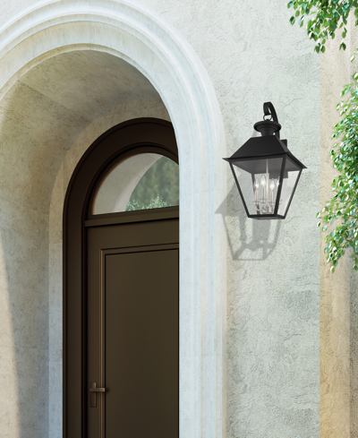 Shop Livex Wentworth 4 Light Outdoor Wall Lantern In Black With Brushed Nickel