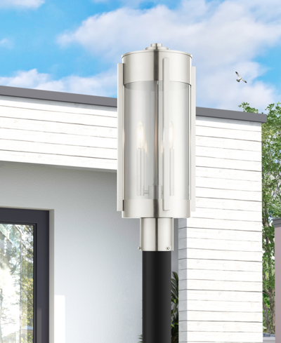 Shop Livex Sheridan 2 Light Outdoor Post Top Lantern In Brushed Nickel