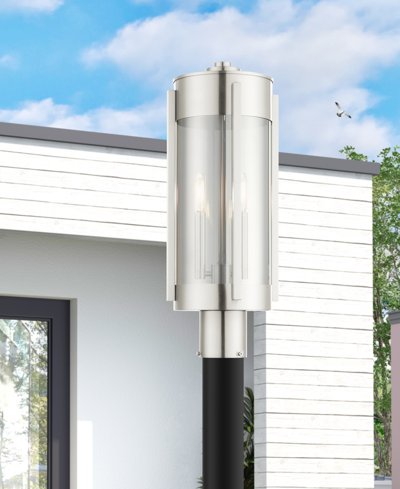 Livex Sheridan 2 Light Outdoor Post Top Lantern In Brushed Nickel