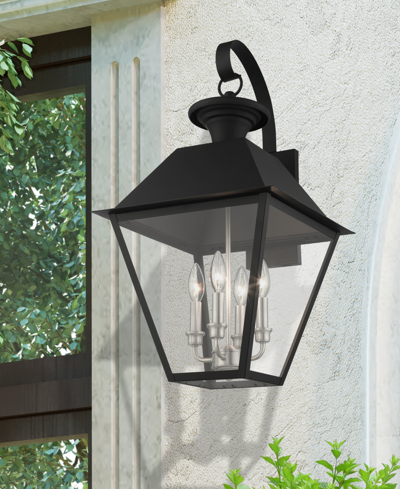 Shop Livex Wentworth 4 Light Outdoor Wall Lantern In Black With Brushed Nickel