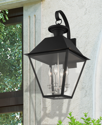 Livex Wentworth 4 Light Outdoor Wall Lantern In Black With Brushed Nickel