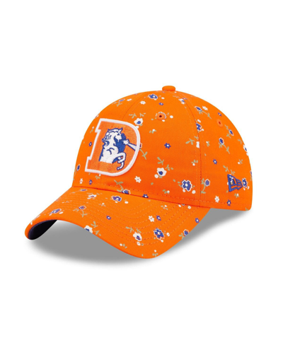 Shop New Era Women's  Orange Denver Broncos Floral 9twenty Adjustable Hat
