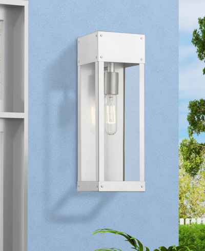 Livex Barrett 1 Light Outdoor Wall Lantern In Painted Satin Nickel With