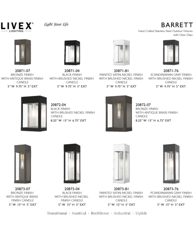 Livex Barrett 1 Light Outdoor Wall Lantern In Painted Satin Nickel With