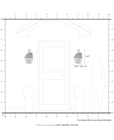 Livex Wentworth 2 Light Outdoor Medium Wall Lantern In Natural Brass