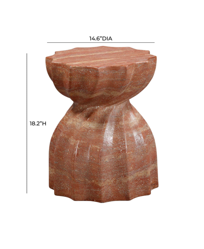 Tov Furniture 1 Pc. Faux Sandstone Indoor, Outdoor Concrete Stool In Red
