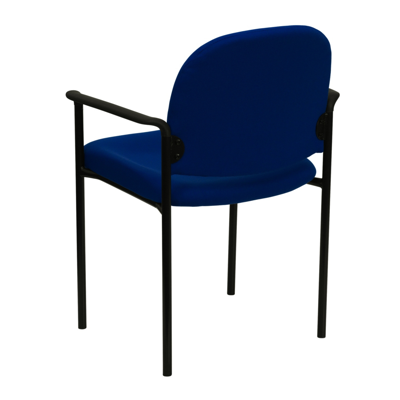 Shop Flash Furniture Comfort Navy Fabric Stackable Steel Side Reception Chair With Arms In Blue