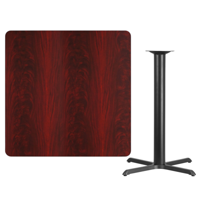 Shop Flash Furniture 42'' Square Mahogany Laminate Table Top With 33'' X 33'' Bar Height Table Base In Brown