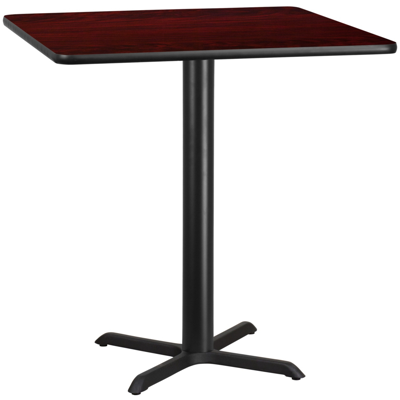 Shop Flash Furniture 42'' Square Mahogany Laminate Table Top With 33'' X 33'' Bar Height Table Base In Brown