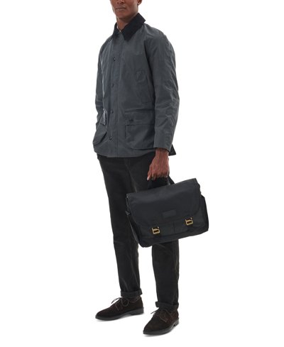 Shop Barbour Essential Wax Cotton Messenger Bag In Black