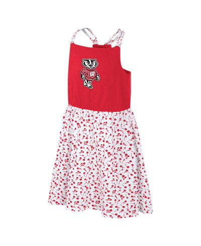 Shop Colosseum Big Girls  Red, White Wisconsin Badgers Robin Floral Dress In Red,white
