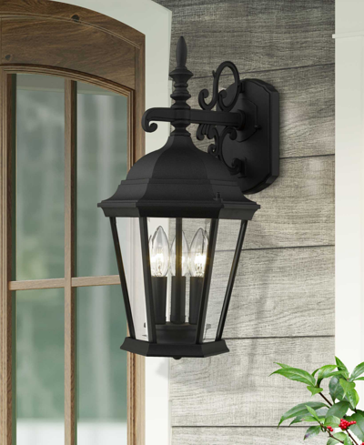 Livex Hamilton 3 Light Outdoor Wall Lantern In Textured Black