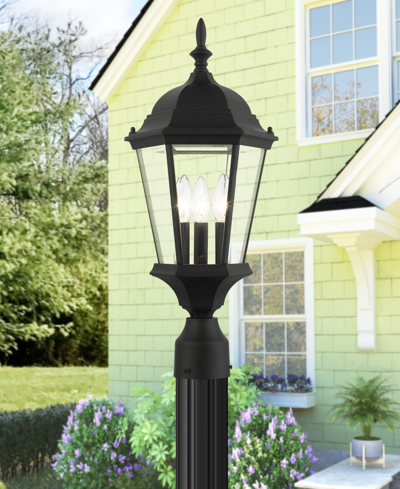 Shop Livex Hamilton 3 Light Outdoor Post Top Lantern In Textured Black