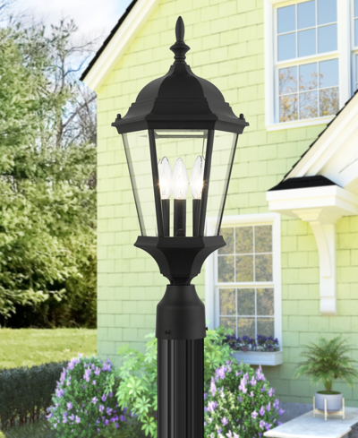 Livex Hamilton 3 Light Outdoor Post Top Lantern In Textured Black