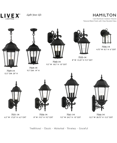 Livex Hamilton 3 Light Outdoor Wall Lantern In Textured Black