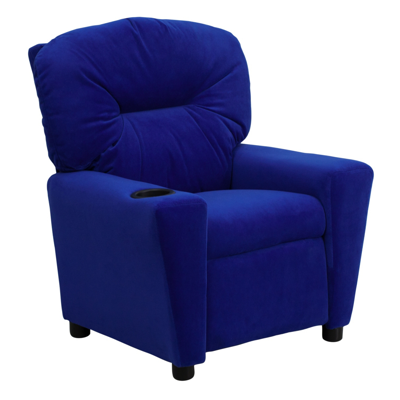 Shop Flash Furniture Contemporary Blue Microfiber Kids Recliner With Cup Holder